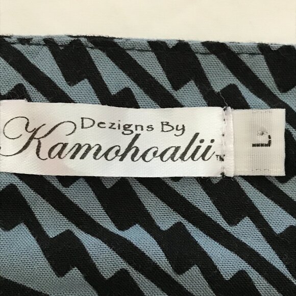Kamohoalii Halter Top Women L Black Geometric Sleeveless Stretch Hawaiian 16526 - Picture 3 of 10